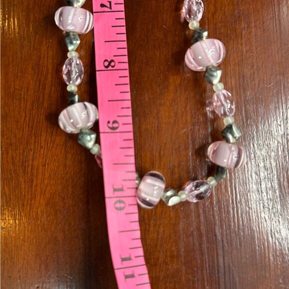 Unbranded Pink Clear Glass Beads Beaded Necklace Heart Arrow Toggle Clasp - Picture 6 of 11
